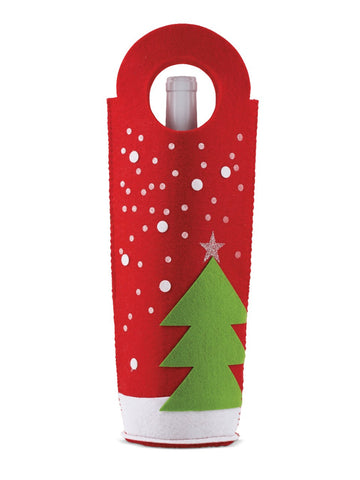 Single Felt Bottle Bag - Green Tree