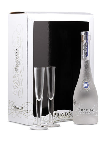 Pravda Vodka Gift Package With 2 Glasses