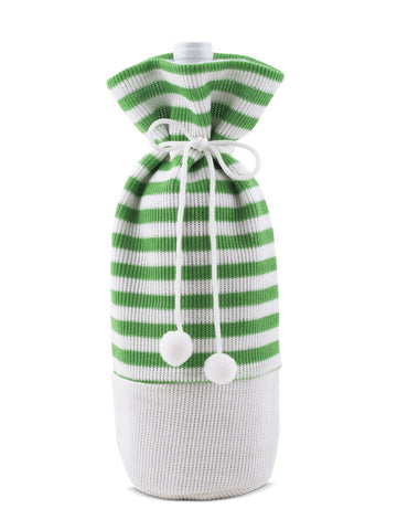 Green/White Knit Single Bottle Bag
