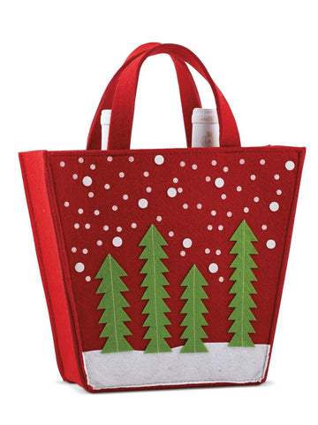 Double Bottle Felt Bag - Green Trees