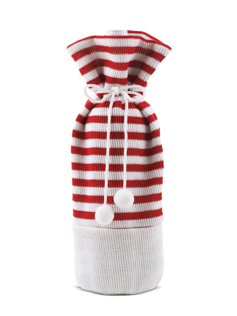 Red/White Knit Single Bottle Bag