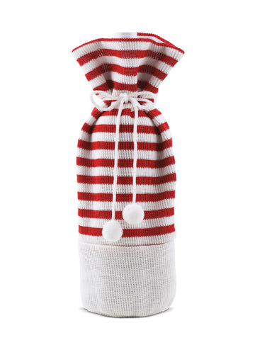 Red/White Knit Single Bottle Bag